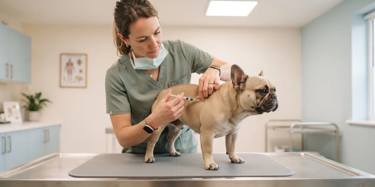 Vétérinaire vaccinant un chien contre la rage et les virus canins
